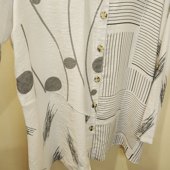 NorthStyle White Button down Roll up Sleeves tunic Shirt Plus Size 1X - Picture 7 of 13